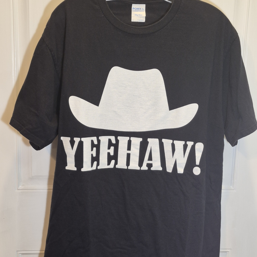 Mens Black Cowboy T-Shirt L